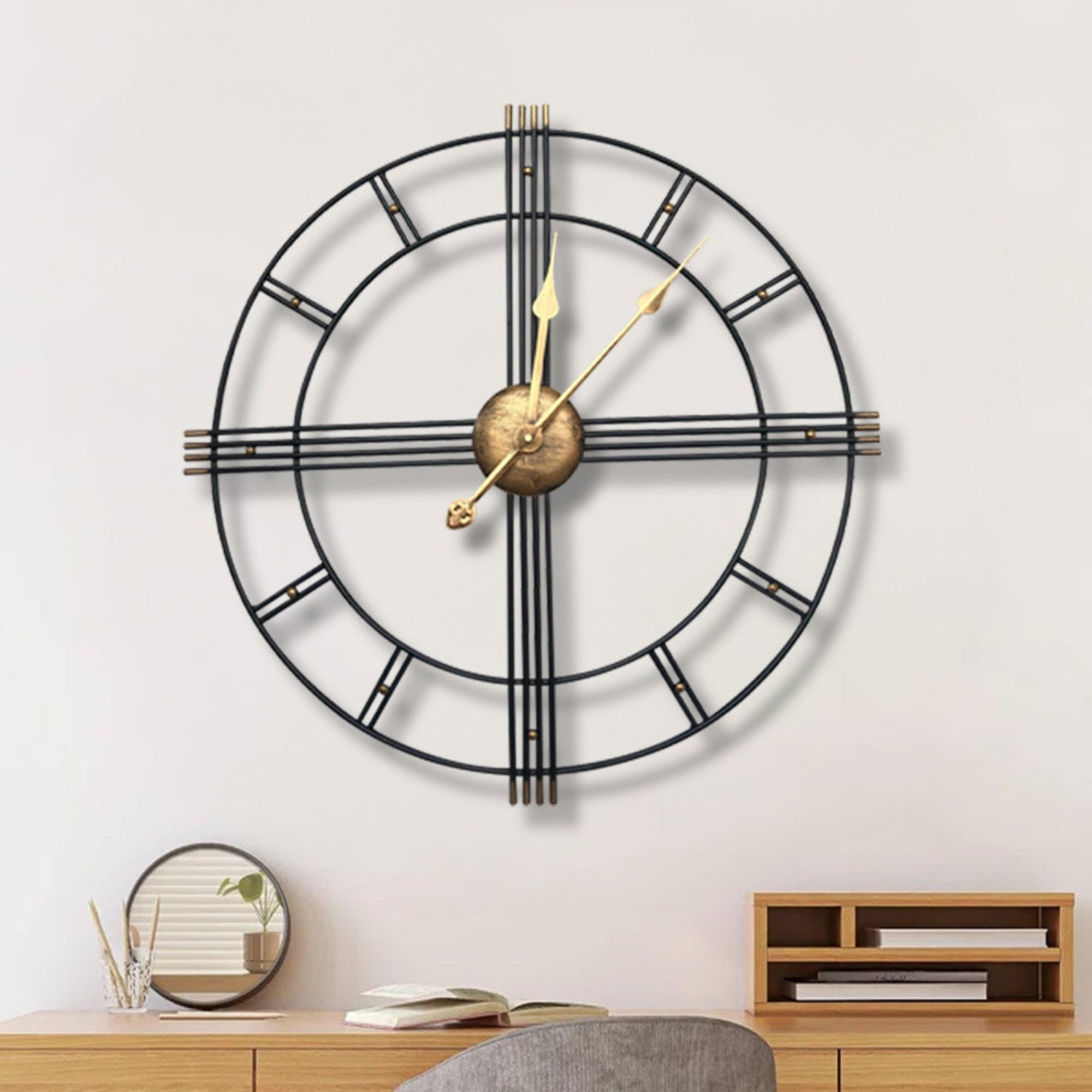 24-Inch Silent Analog Wall Clock by Homeroots in a modern decor setting