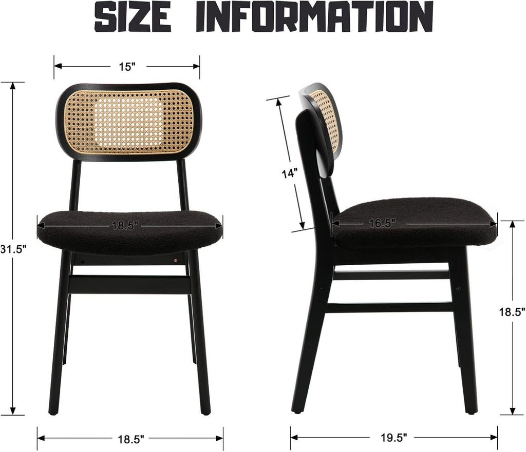 Black Rattan Dining Chairs Armless Farmhouse Style