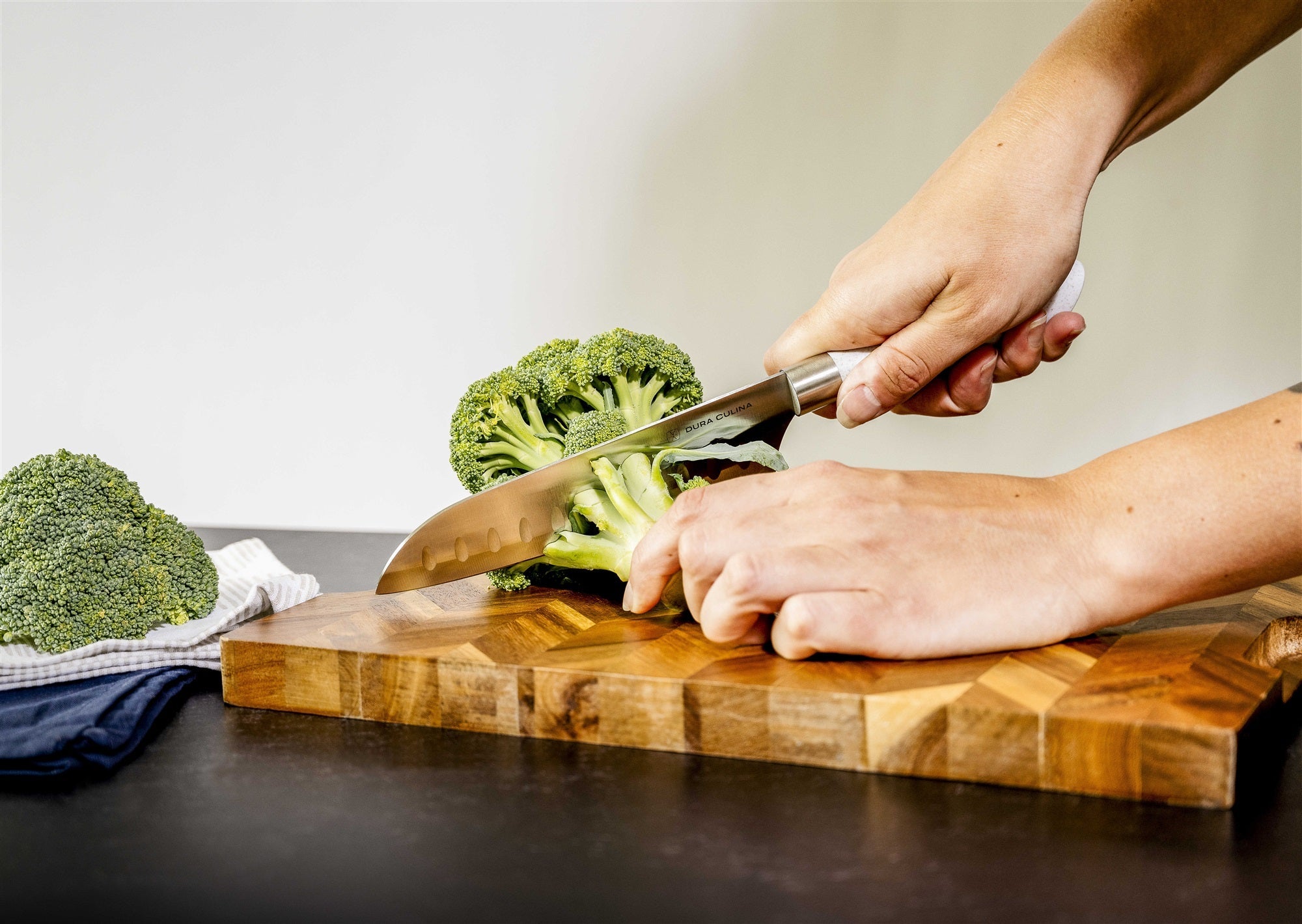 Dura Living EcoCut Santoku Knife Set displayed on a wooden cutting board