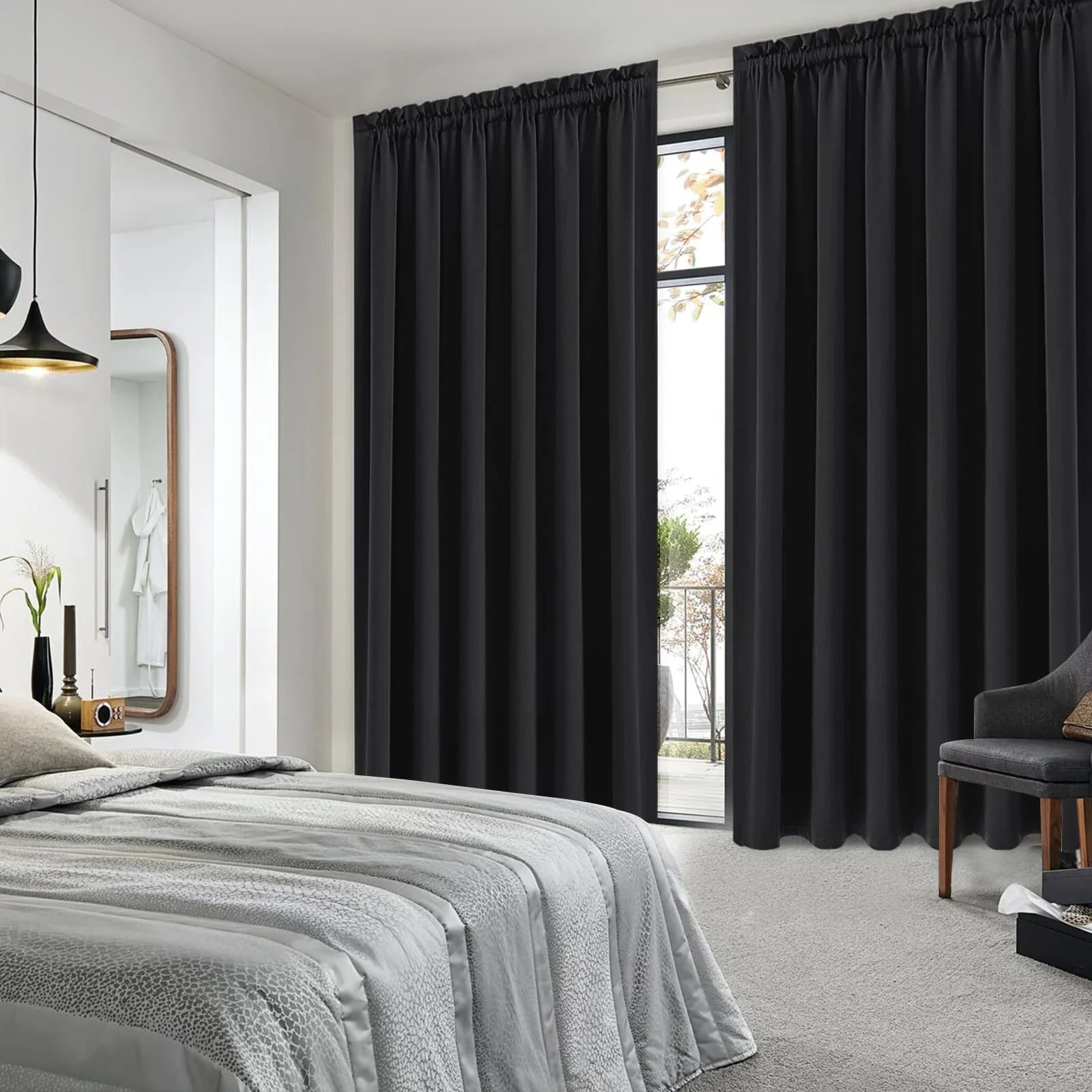 DWCN Rod Pocket Blackout Curtains, Set of 2 Panels