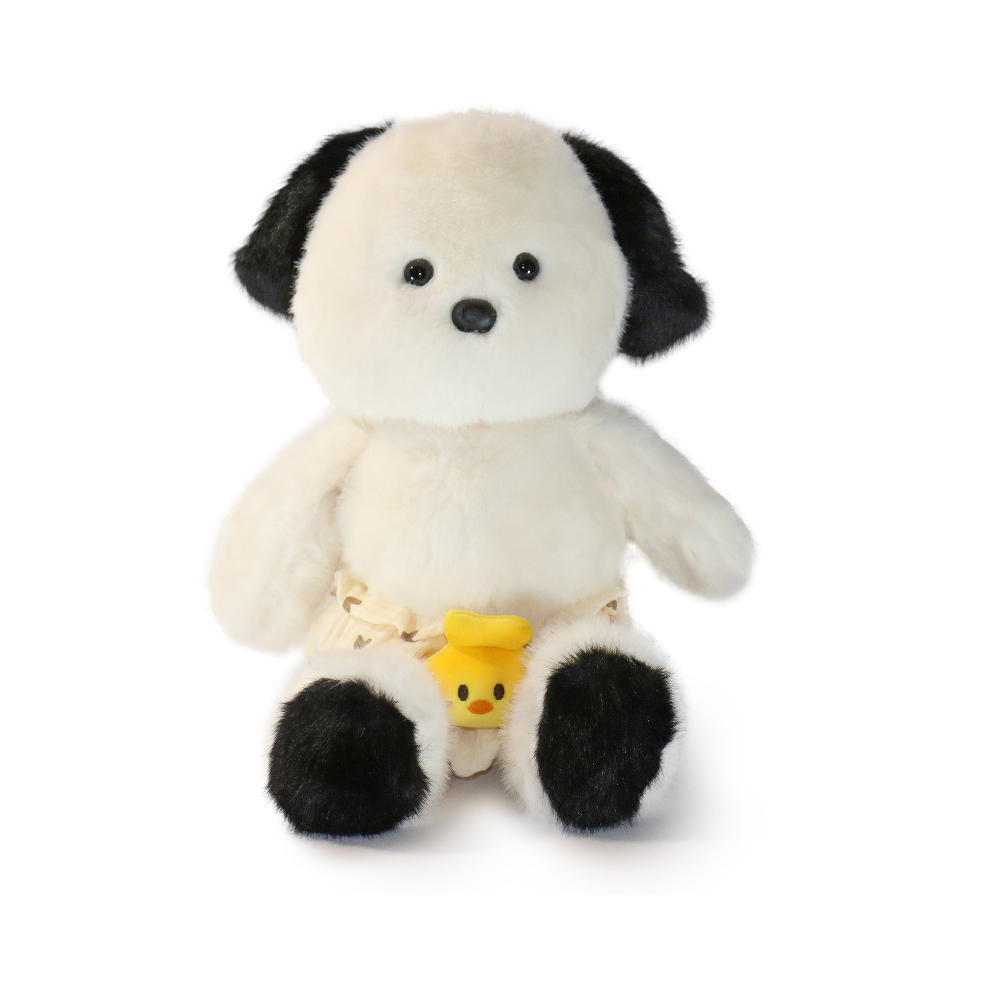 Lil' Baby Dog Plush Toy by Pambu displayed on a colorful play mat