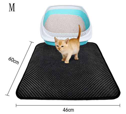 Ultimate Clean Paws Cat Litter Mat beside various cat toys