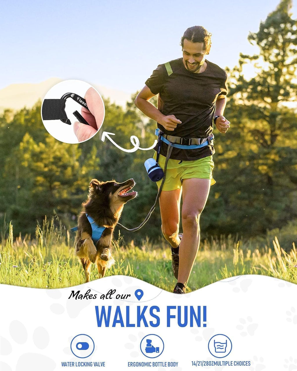 Foldable Dog Water Bottle and a dog bowl during a hiking trip