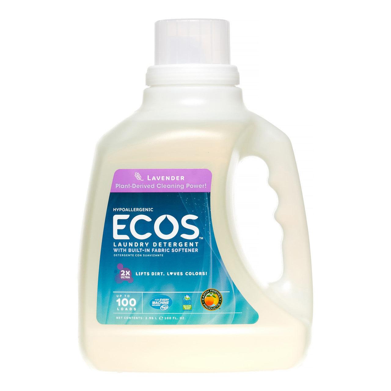 Front view of Eco-Friendly Lavender Ultra Liquid Detergent by Gobingya in 100 oz bottle