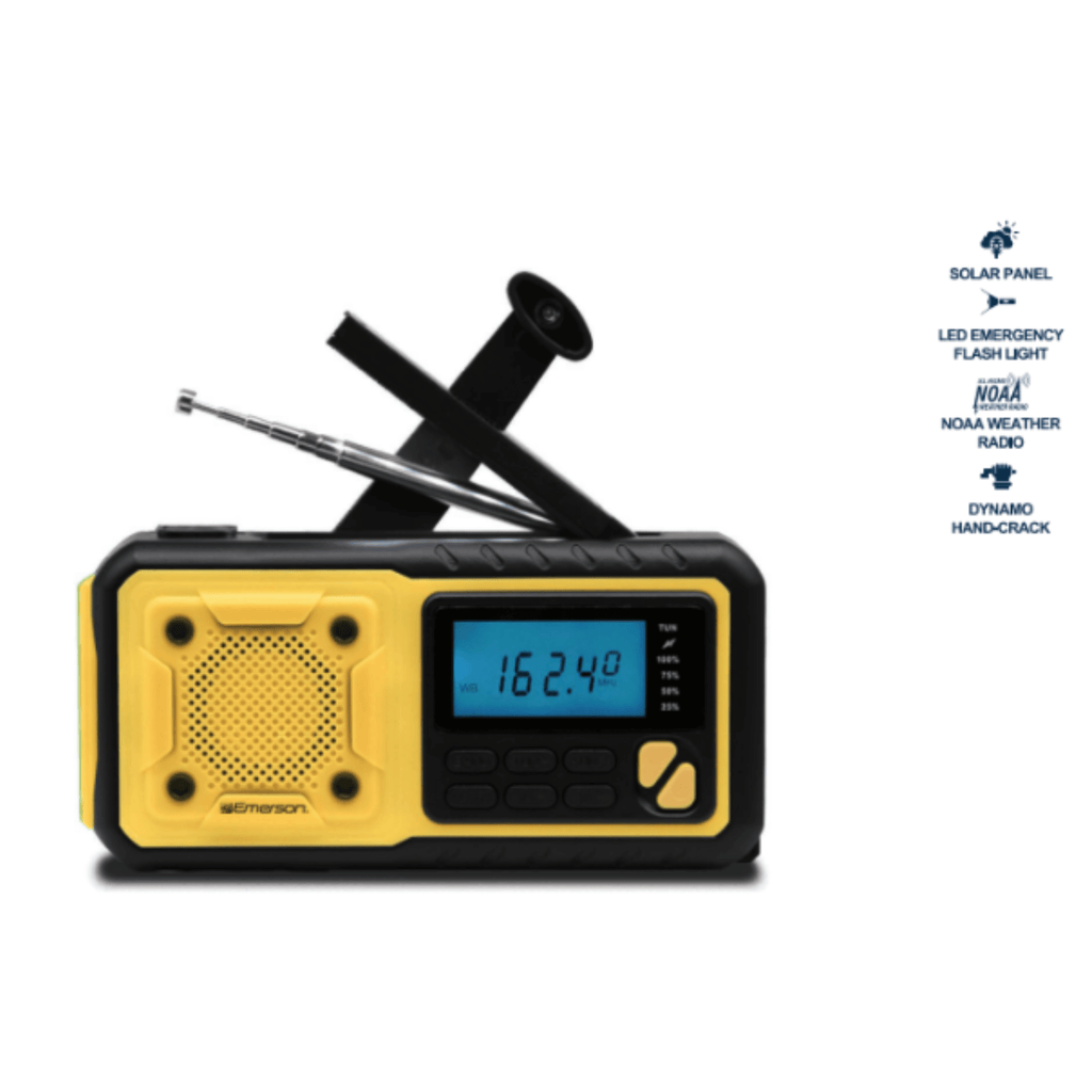 Side view of Emerson Emergency AM/FM Weather Radio showcasing power bank