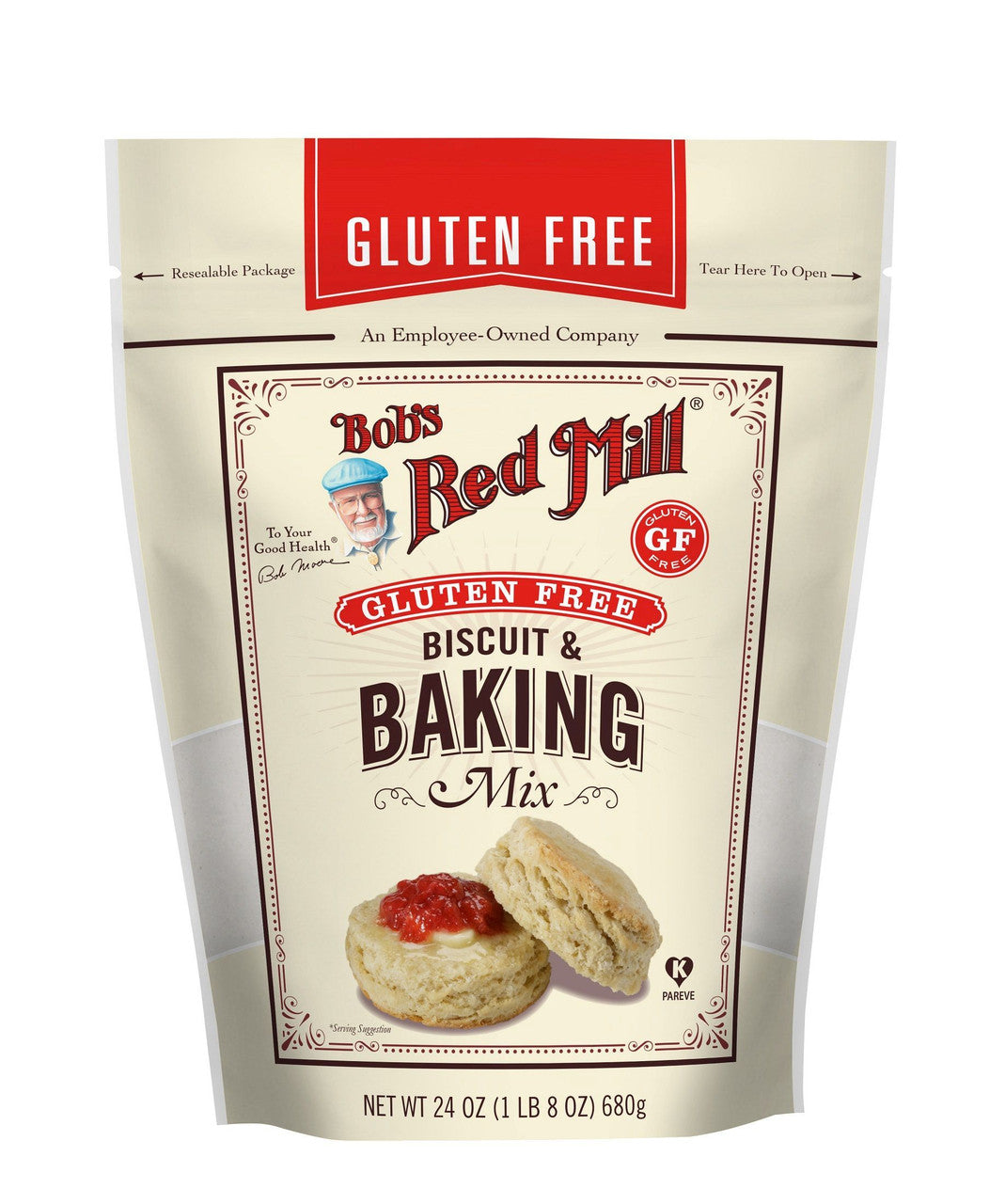 Front view of Gobingya Bobs Biscuit Baking Mix 24 oz bag
