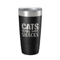 Hilarious Cat Lover Insulated Mug next to a cute cat