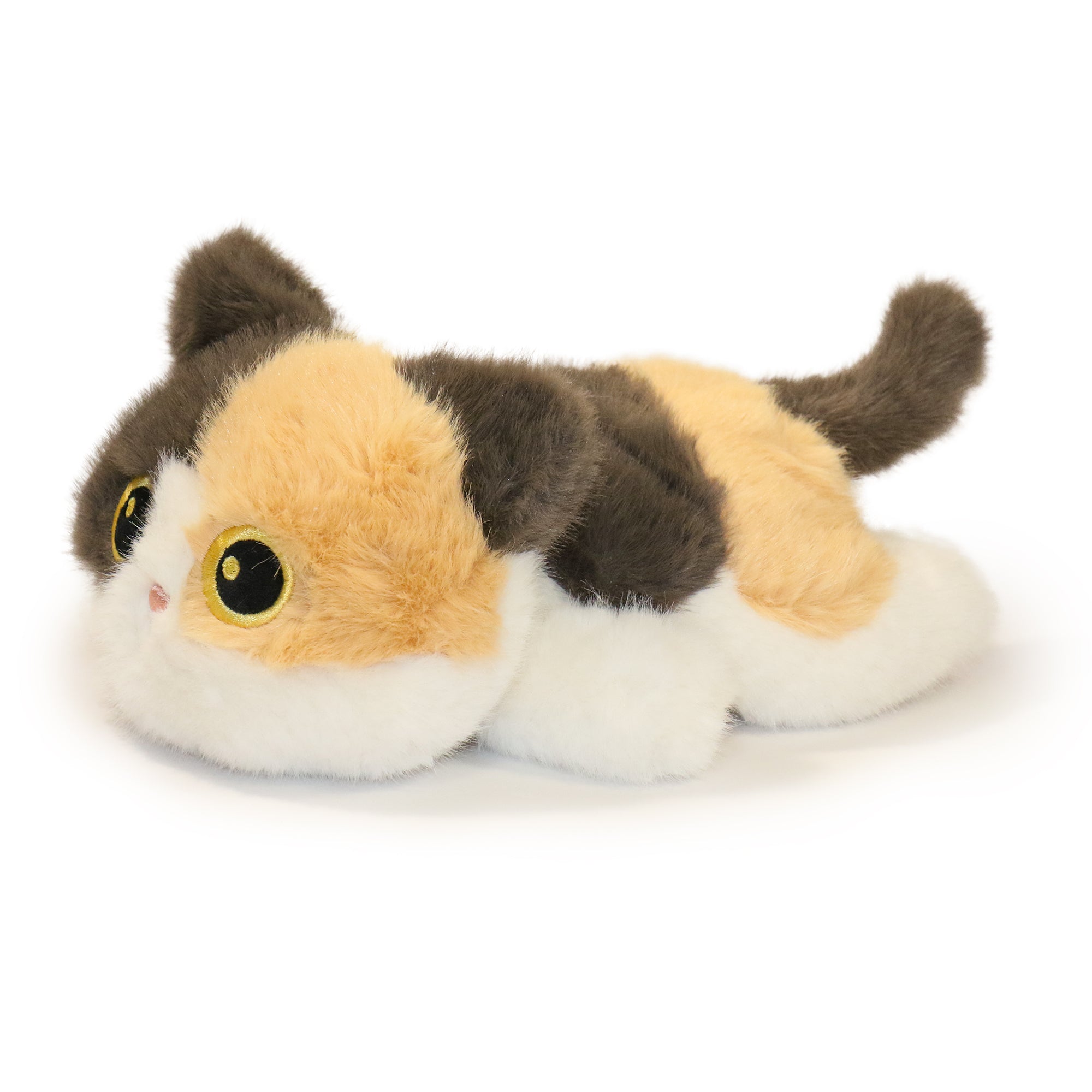 Patches the Calico Cat Plush Toy on a colorful play mat