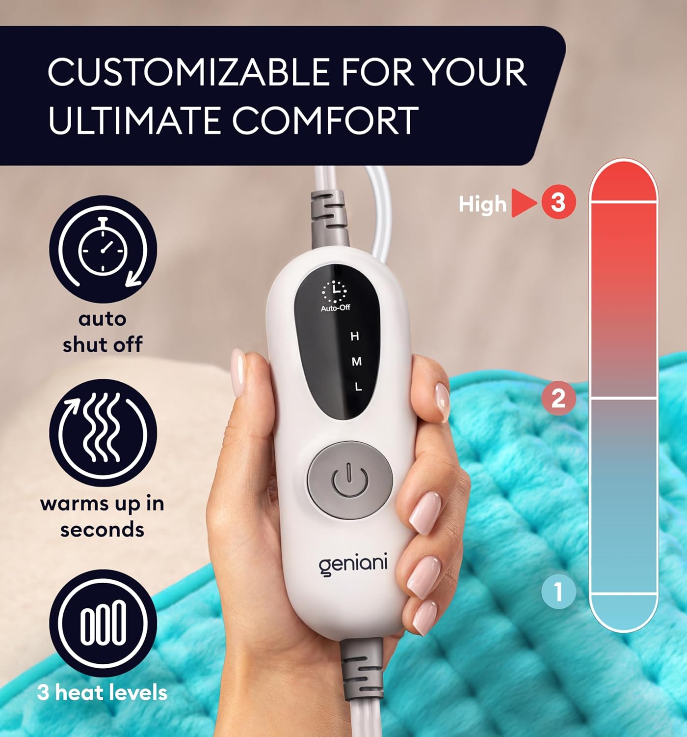 Lifestyle image of Geniani Extra Large Heating Pad in use