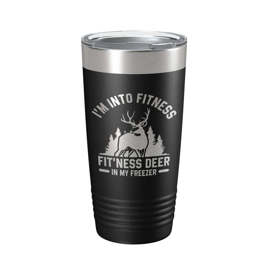 Funny Deer Hunter Travel Mug showcasing its 20 oz capacity