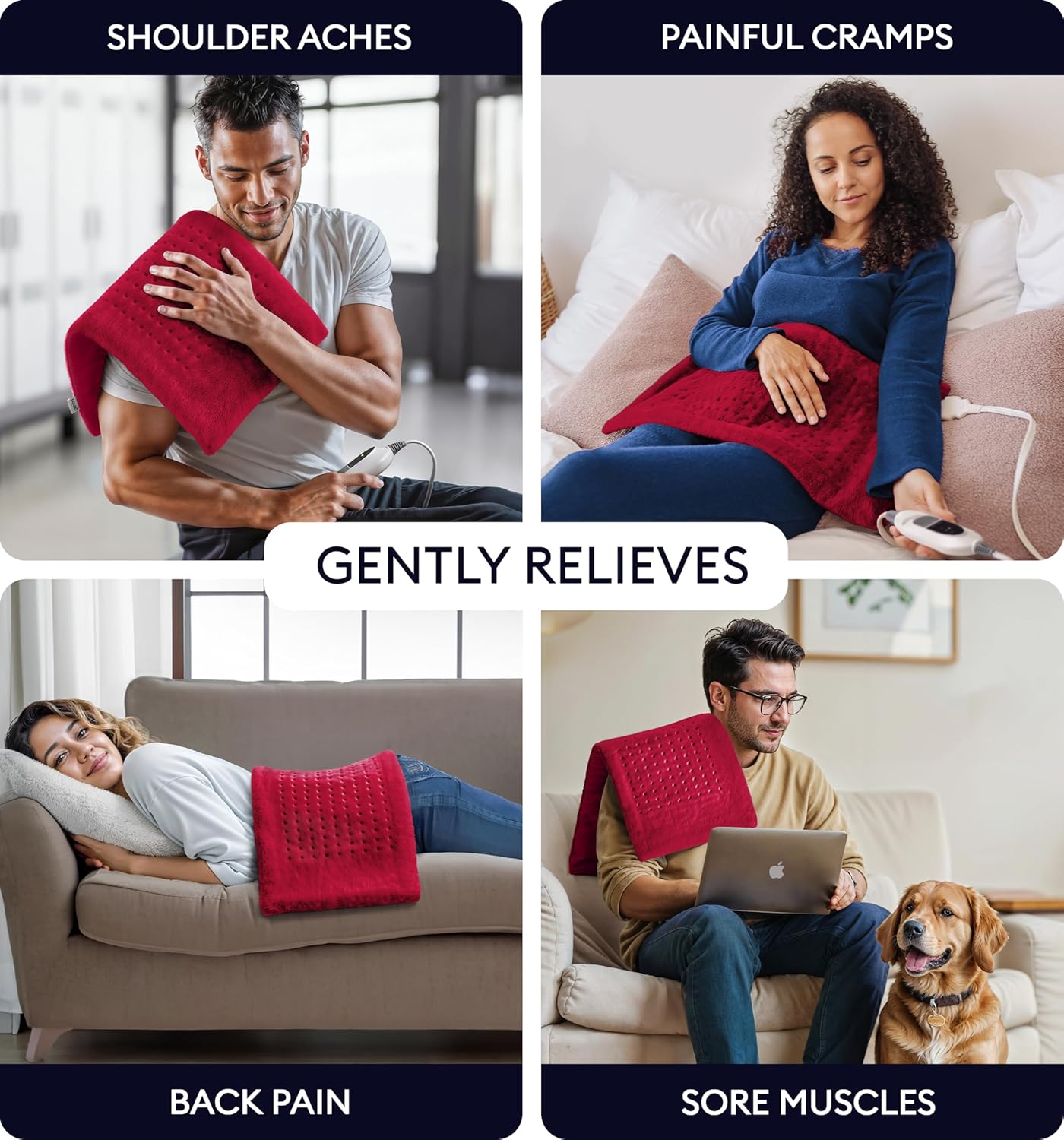 Front view of Geniani Extra Large Heating Pad in Viva Magenta