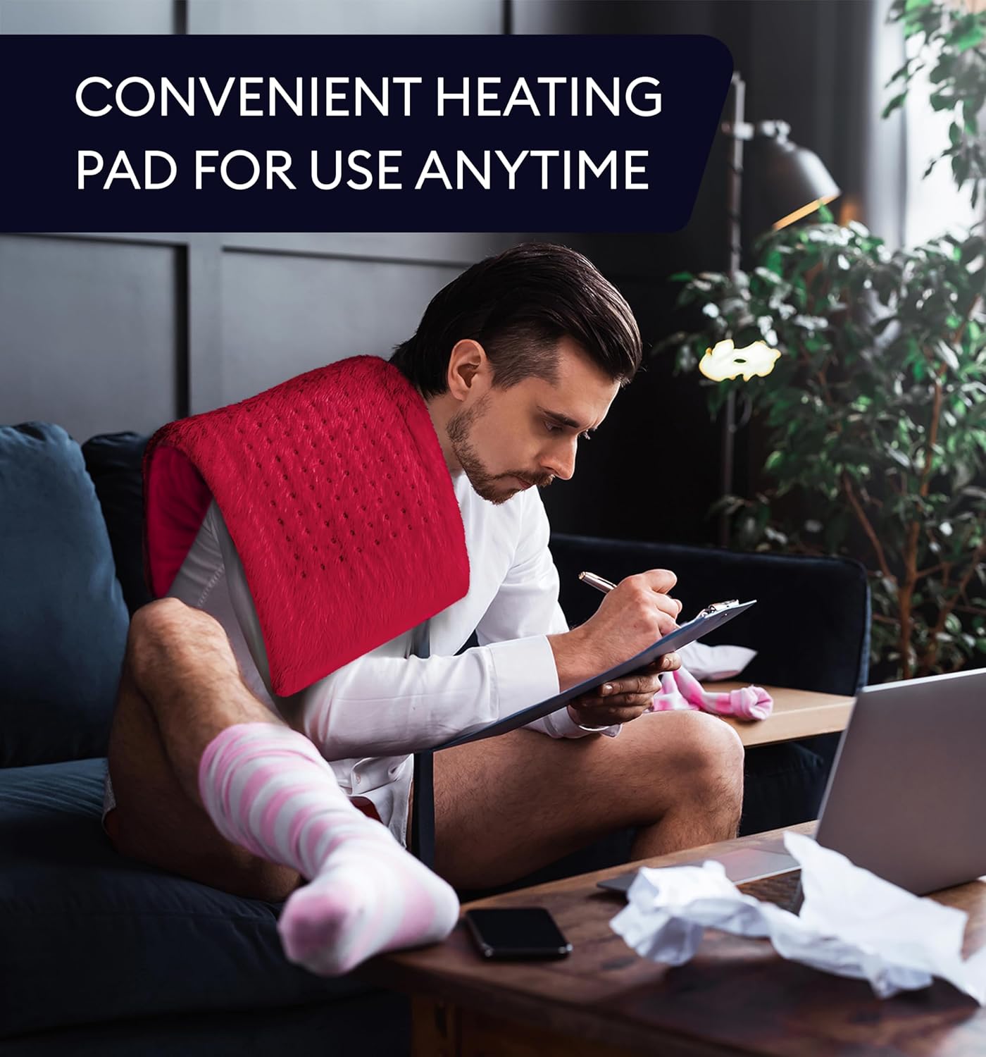 Geniani Extra Large Heating Pad folded for easy storage