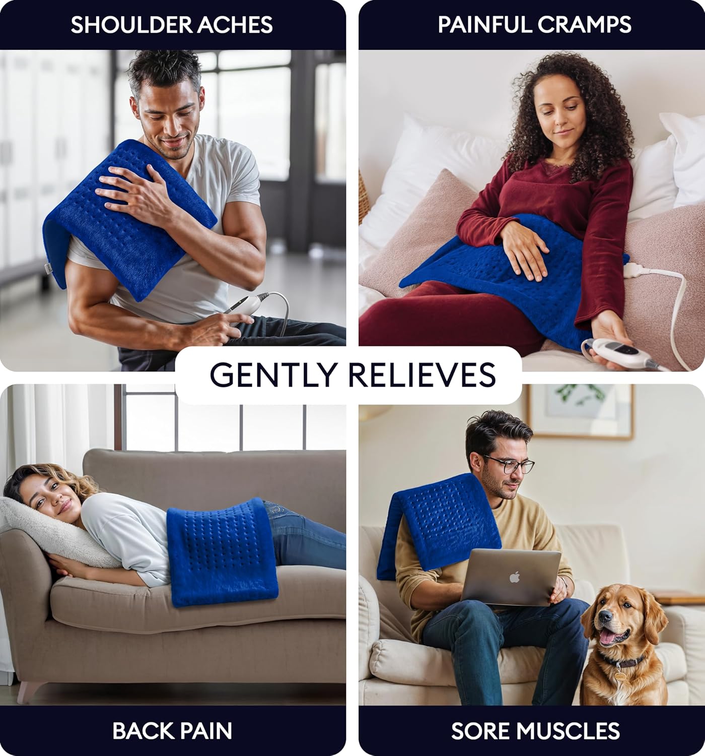 Front view of Extra Large Space Blue Heating Pad by Geniani