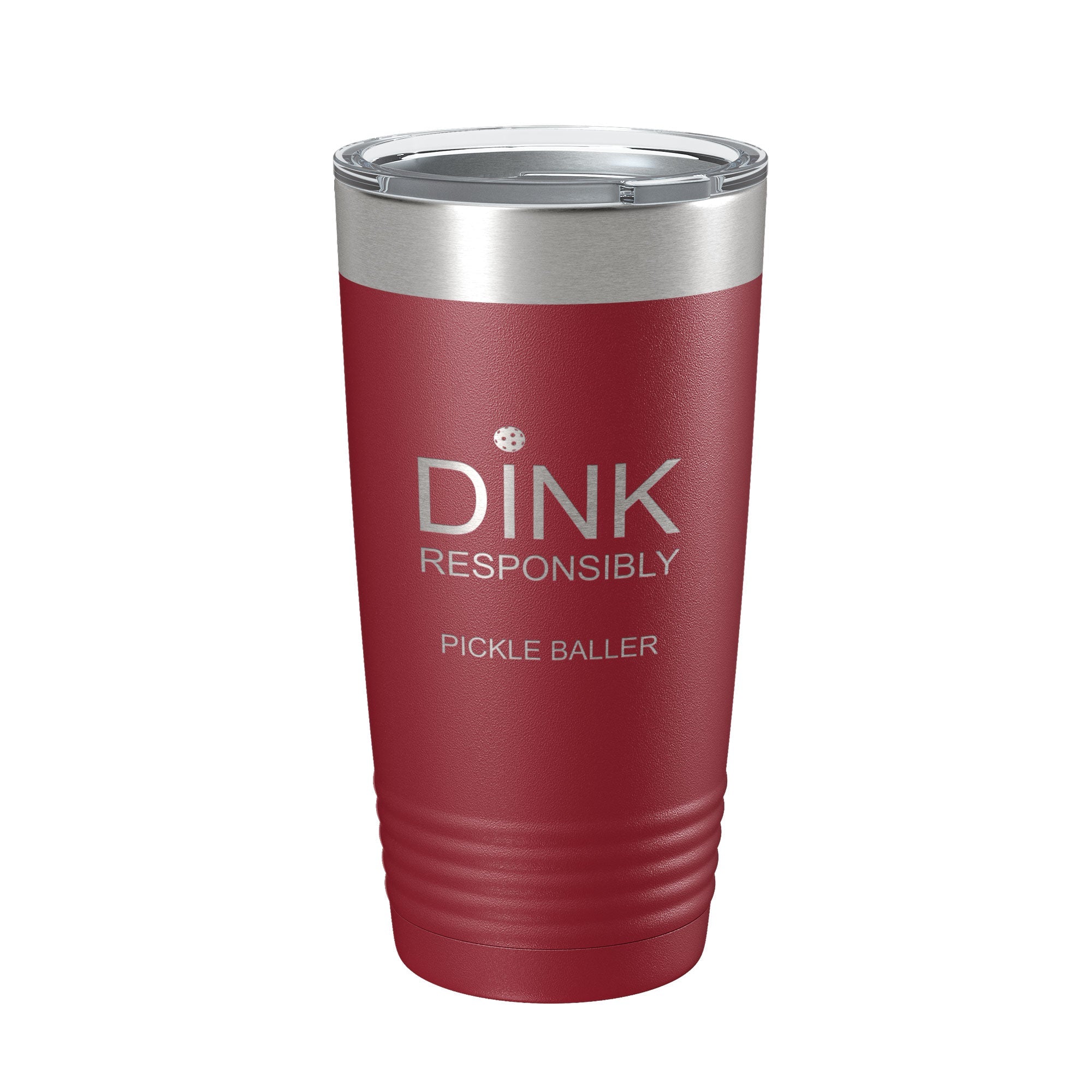 Dink Responsibly 20 oz Tumbler outdoors during a pickleball game