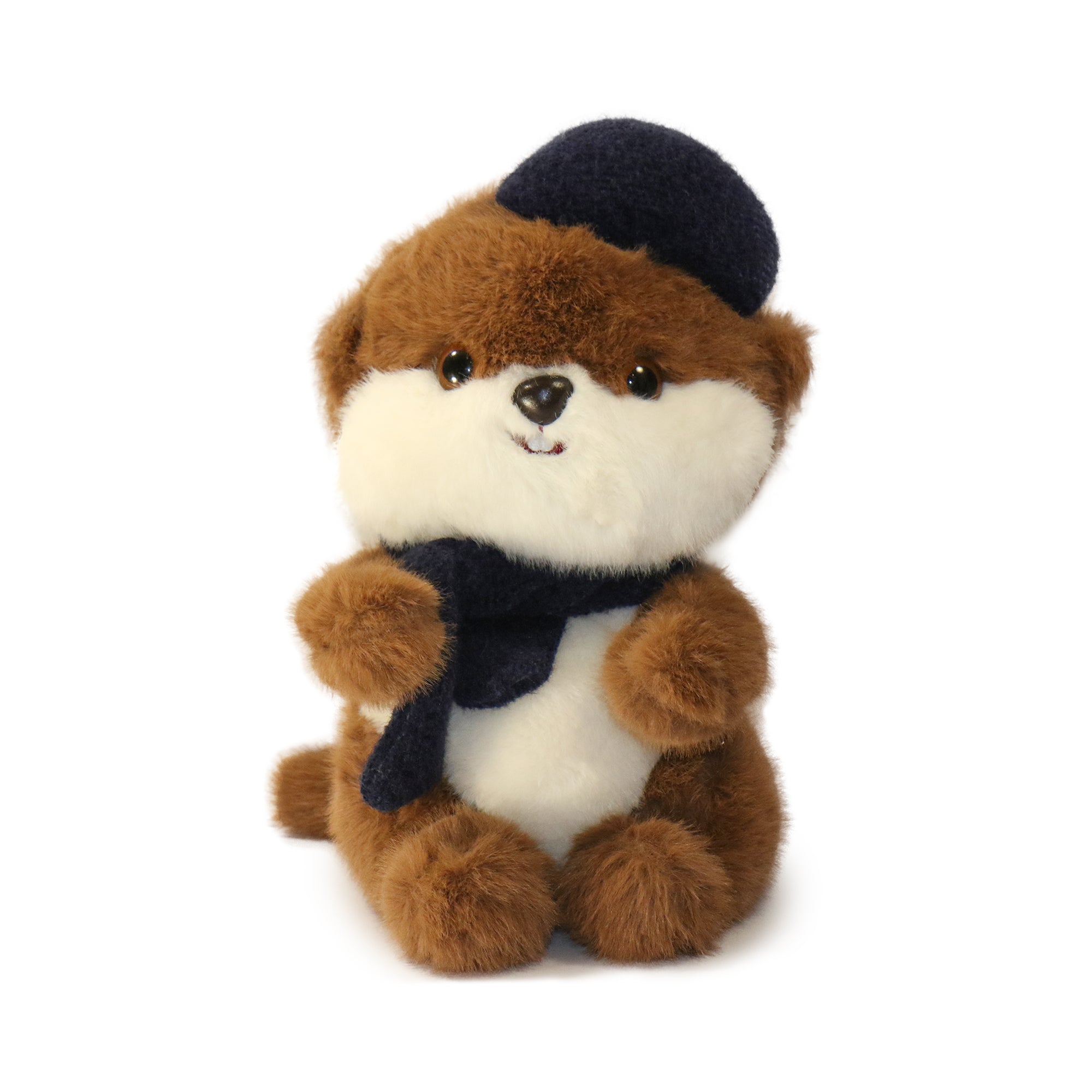 Front view of French Otter Carl Plush Toy by Pambu with beret