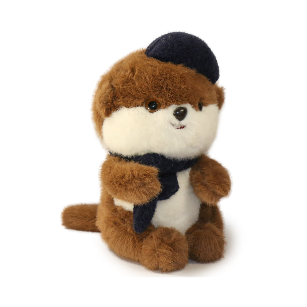 Side view showing details of French Otter Carl Plush Toy