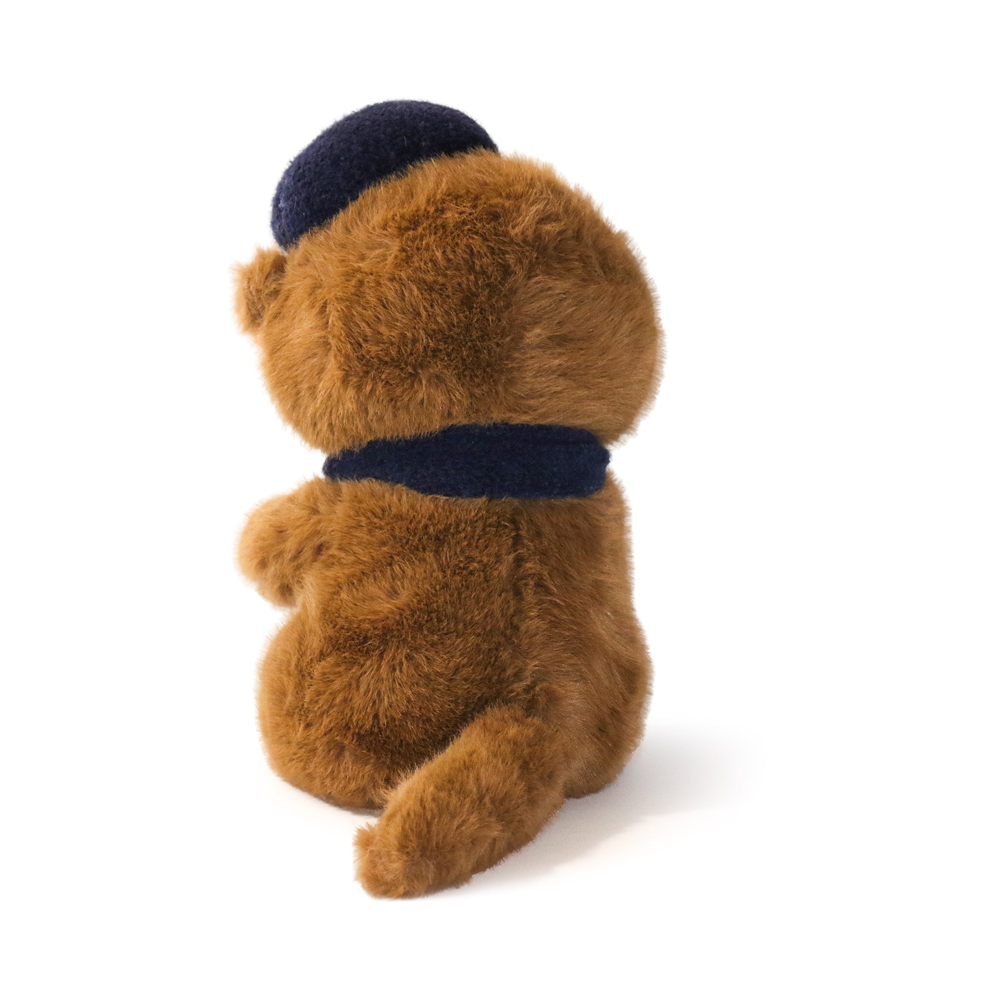 Close-up of French Otter Carl Plush Toy's face and beret