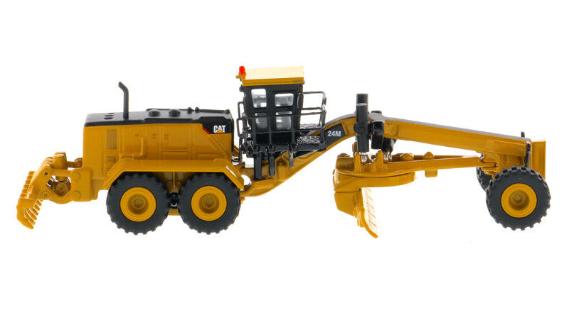 Front view of CAT 24M Motor Grader diecast model by Diecast Masters