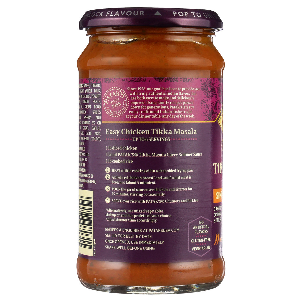 Patak's Tikka Masala Curry Cooking Sauce, Medium (6x15Oz)
