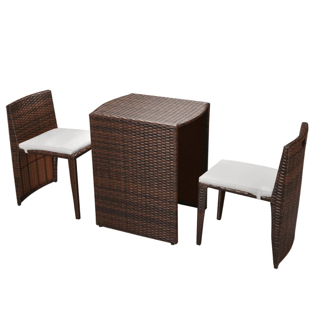 vidaXL Patio Bistro Set Outdoor Furniture Set Table and Chairs Poly Rattan