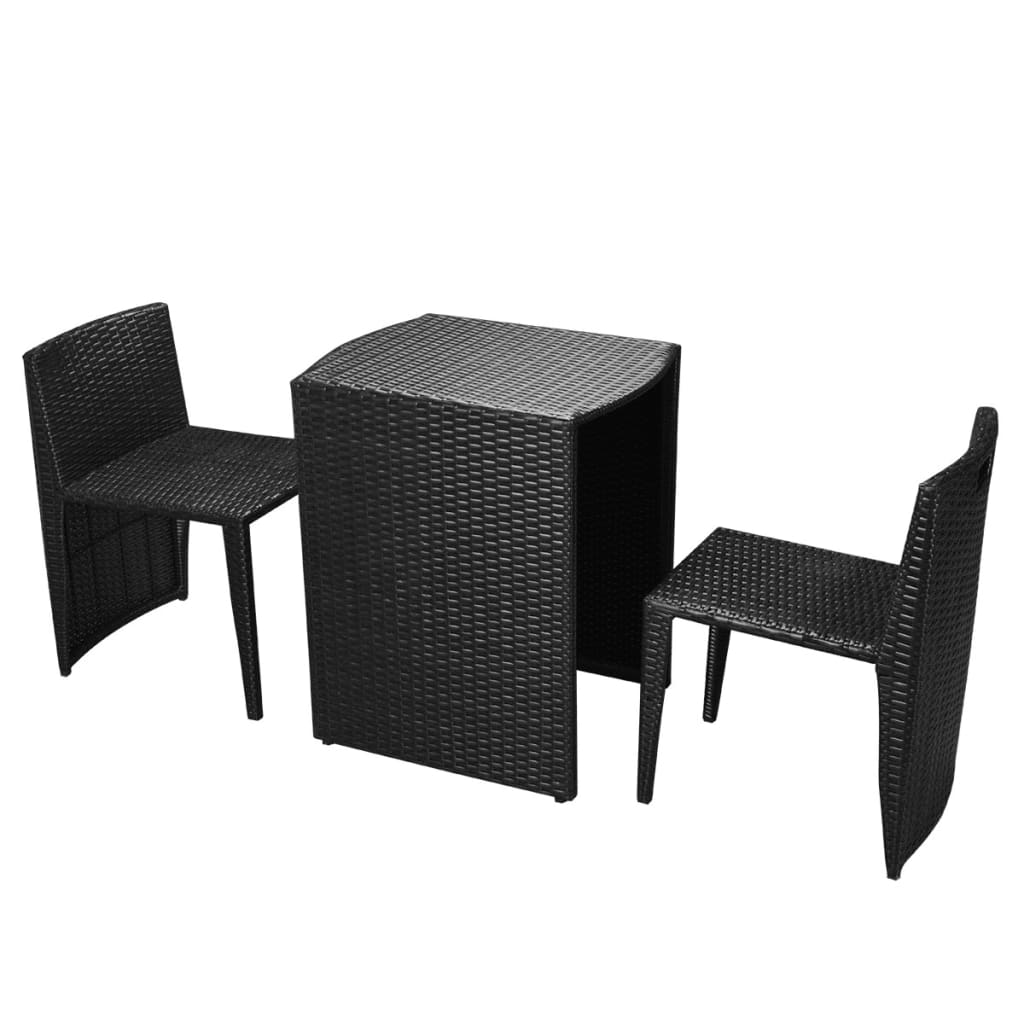 vidaXL Patio Bistro Set Outdoor Furniture Set Table and Chairs Poly Rattan