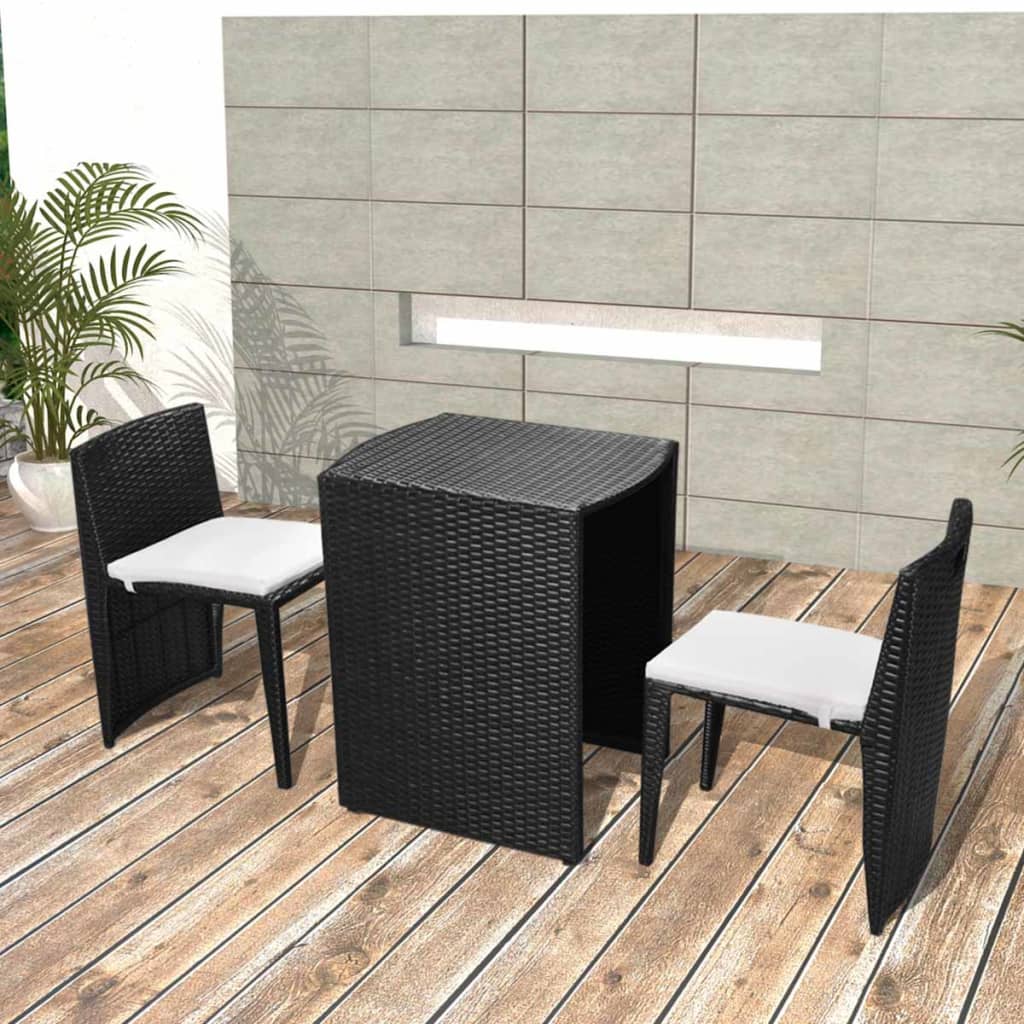 vidaXL Patio Bistro Set Outdoor Furniture Set Table and Chairs Poly Rattan