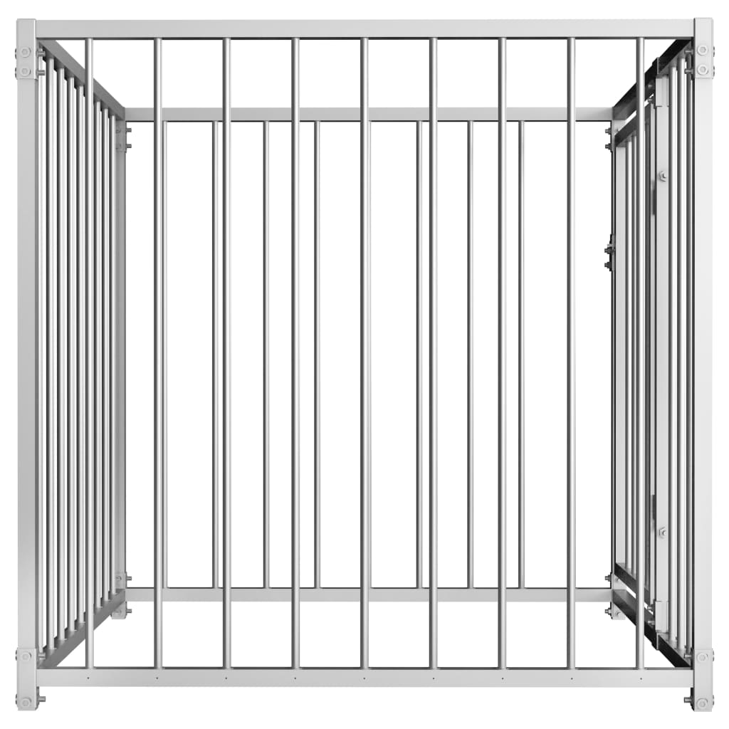 vidaXL Outdoor Dog Kennel Large Dog Crate Dog Cage Playpen Galvanized Steel