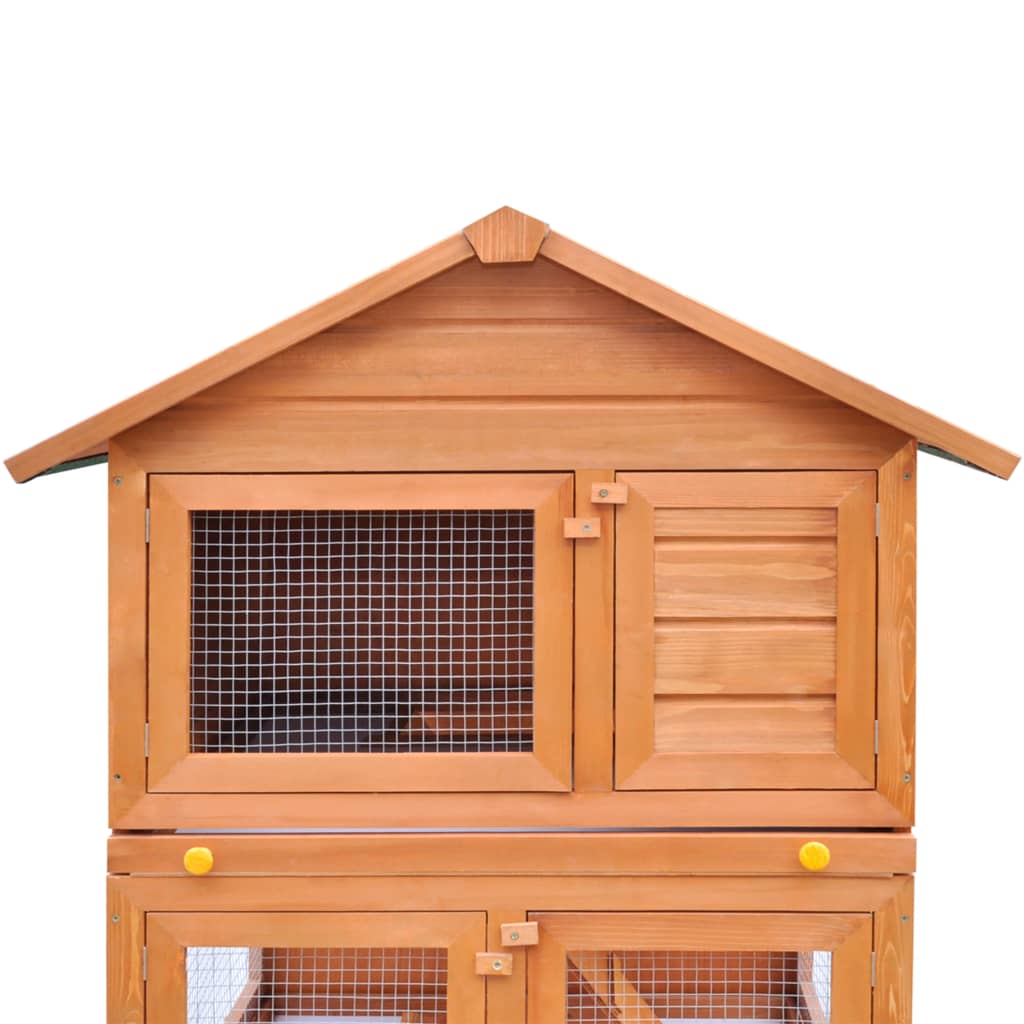 vidaXL Outdoor Rabbit Hutch Small Animal House Pet Cage 3 Layers Wood