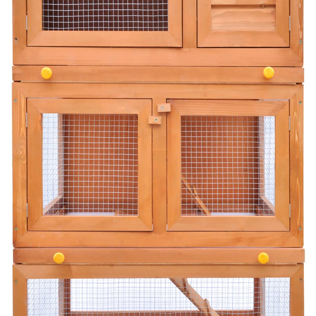 vidaXL Outdoor Rabbit Hutch Small Animal House Pet Cage 3 Layers Wood