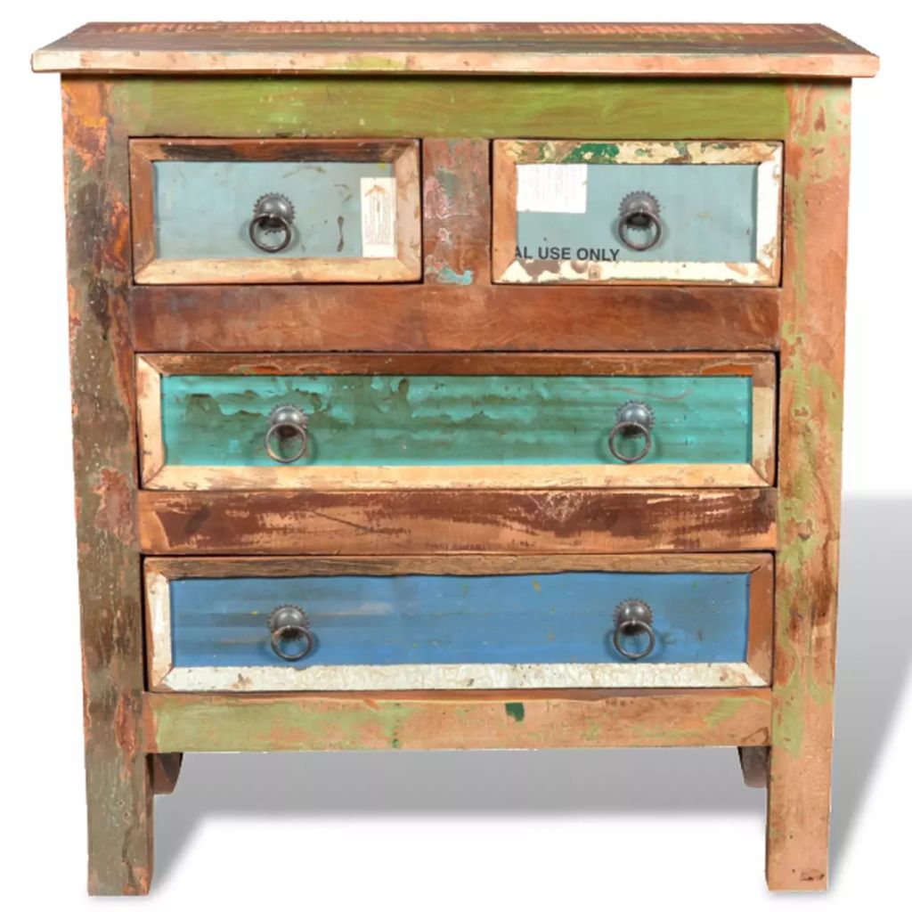 vidaXL Reclaimed Cabinet Solid Wood with 4 Drawers