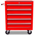 vidaXL Red Workshop Tool Trolley 5 Drawers
