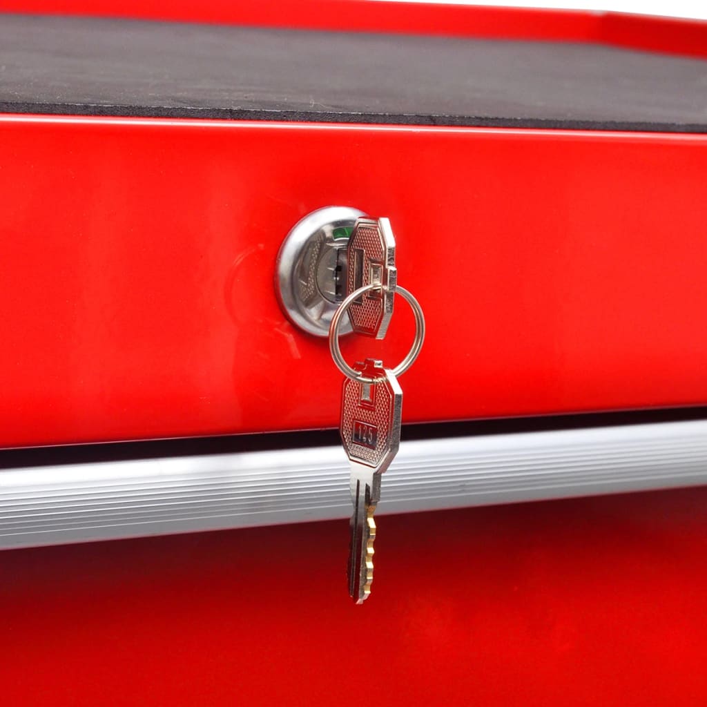 vidaXL Red Workshop Tool Trolley 5 Drawers