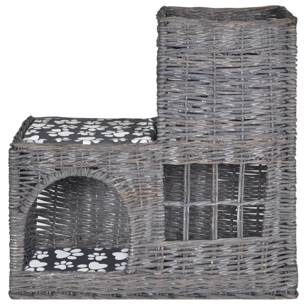 vidaXL Willow Cat Tree Pet House/Bed/Castle/Scratching Post with Cushion