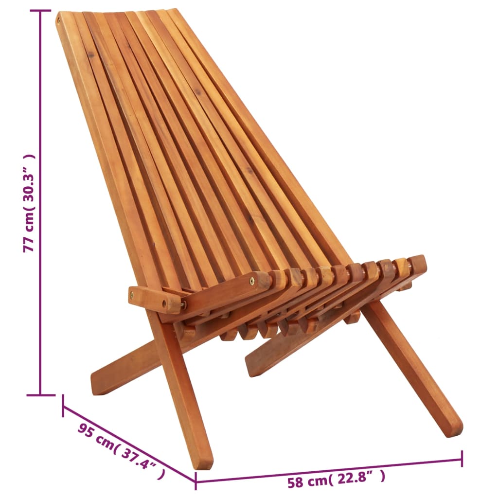 vidaXL 1/2x Solid Acacia Wood Folding Outdoor Lounge Chairs Deck Chair Seat