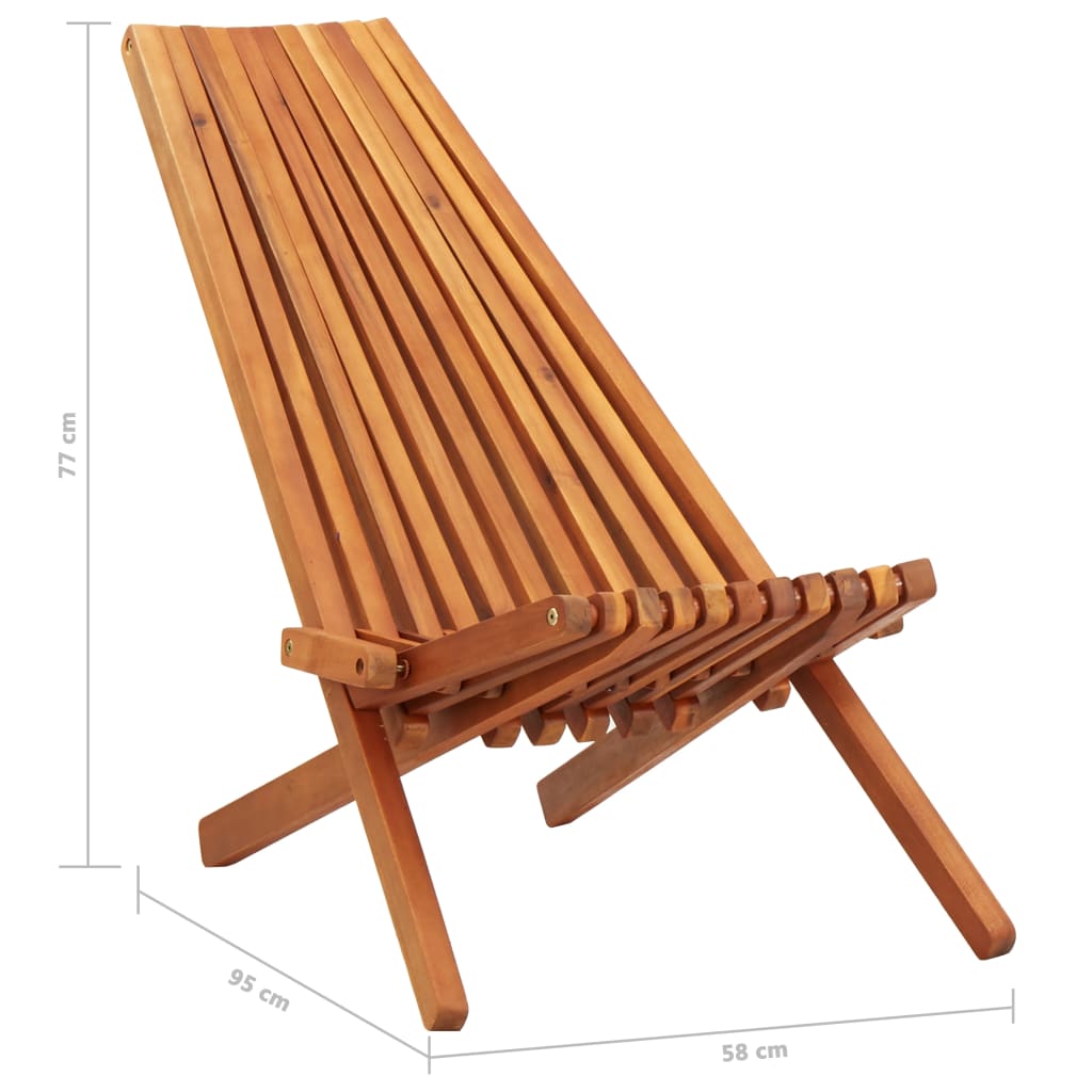 vidaXL 1/2x Solid Acacia Wood Folding Outdoor Lounge Chairs Deck Chair Seat