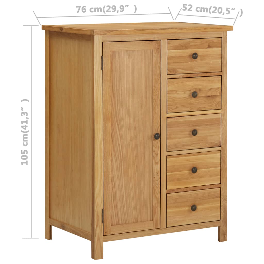 vidaXL Wardrobe Solid Oak Wood Storage Clothes Cabinet Wooden White/Light Wood