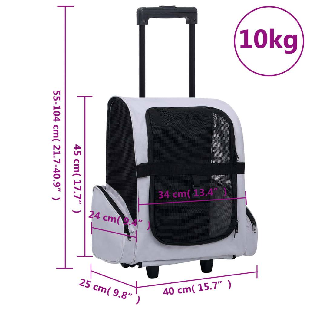 vidaXL Pet Trolley Foldable Cat Dog Carrier Travel Stroller Crate Backpack