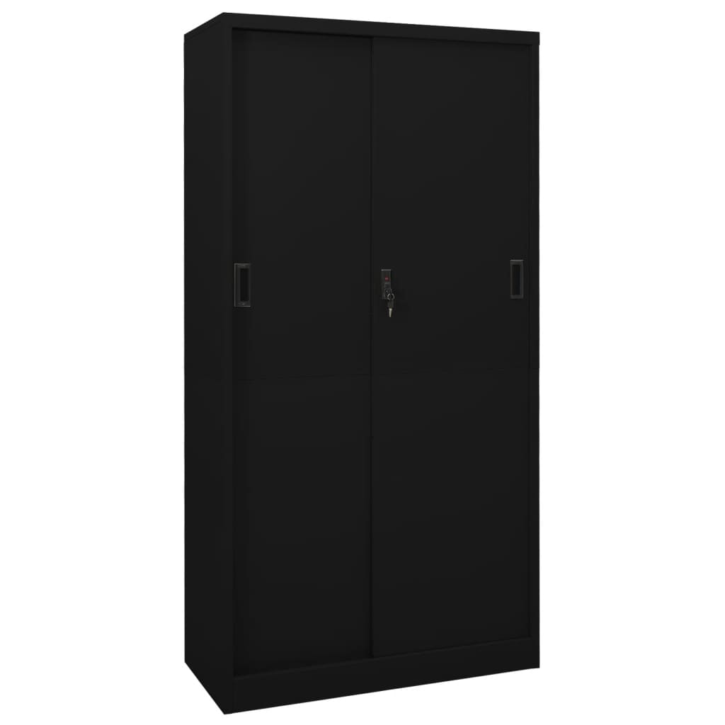 vidaXL Filing Cabinet Lockable Storage Filing Cabinet with Sliding Door Steel