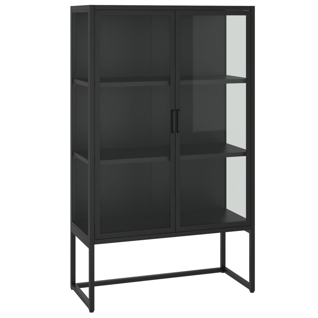 vidaXL Storage Cabinet for Entryway Hallway Office Steel and Tempered Glass