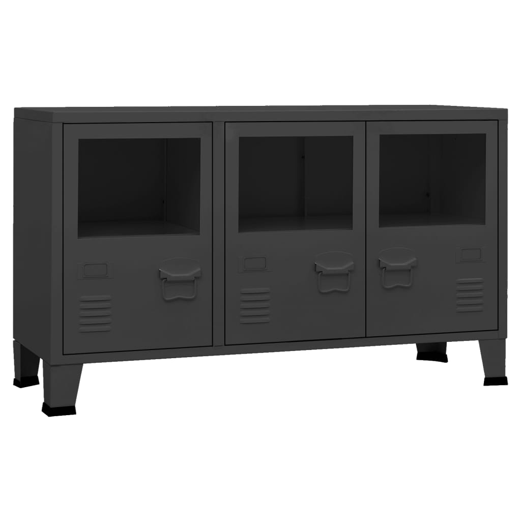 vidaXL Sideboard Industrial Storage Cabinet for Living Room Metal and Glass
