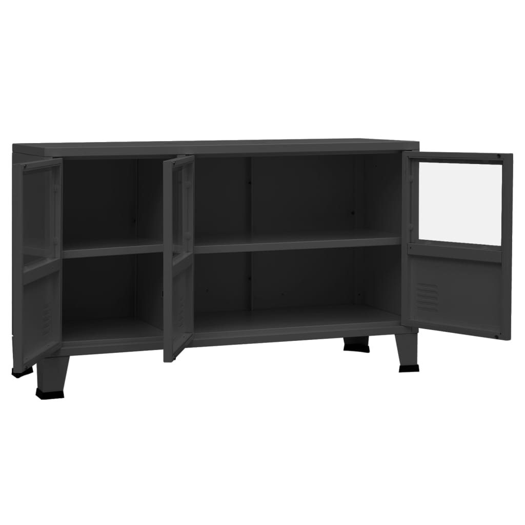 vidaXL Sideboard Industrial Storage Cabinet for Living Room Metal and Glass