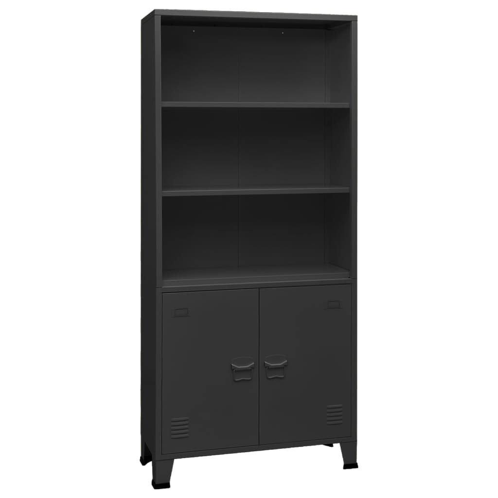 vidaXL Bookshelf Bookcase with 3 Shelves Decor Cabinet with Display Steel