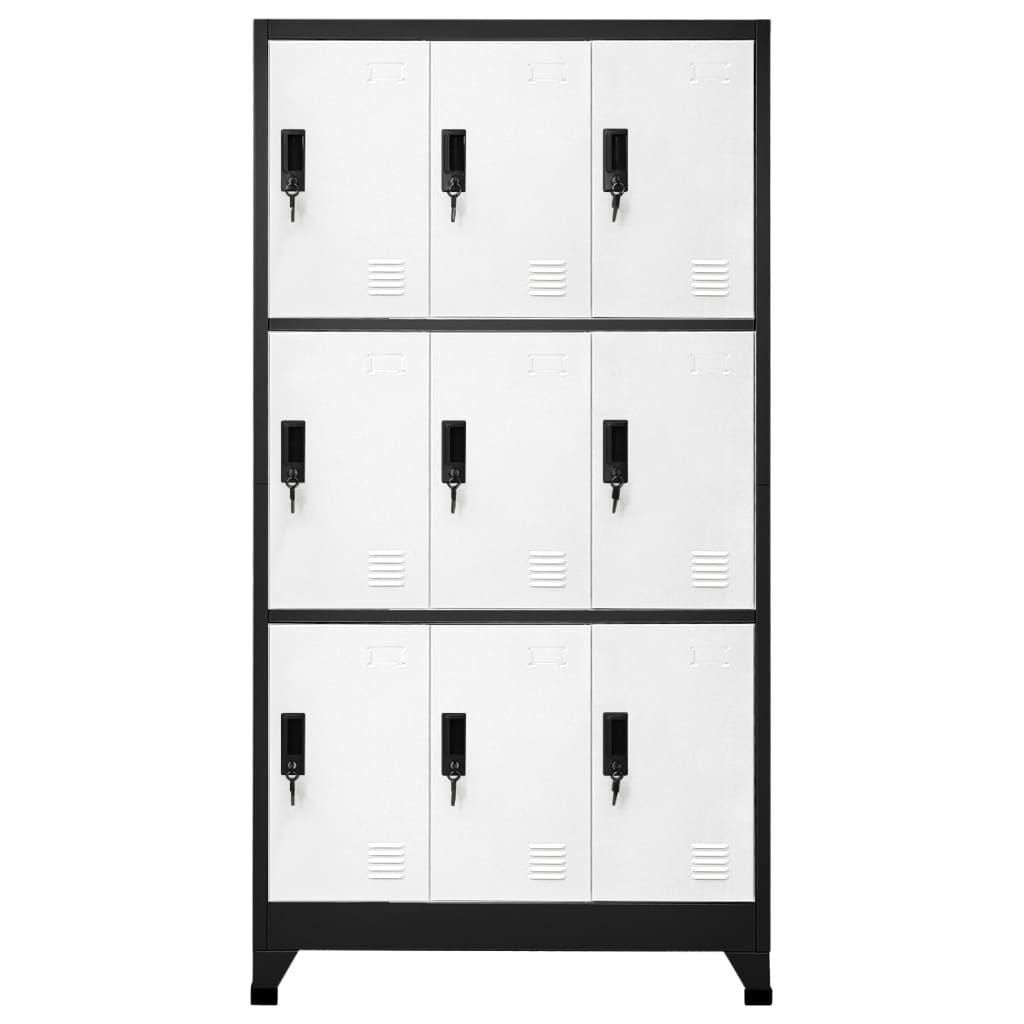 vidaXL Locker Cabinet Anthracite and White 35.4"x17.7"x70.9" Steel