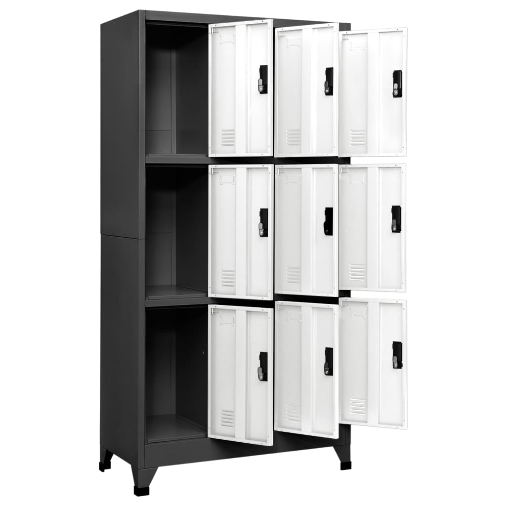 vidaXL Locker Cabinet Anthracite and White 35.4"x17.7"x70.9" Steel