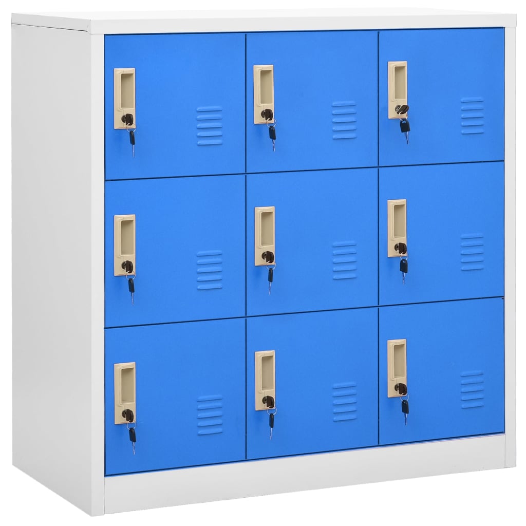 vidaXL Locker Cabinets 2 pcs Light Gray and Blue 35.4"x17.7"x36.4" Steel