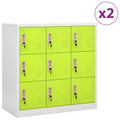 vidaXL Locker Cabinets 2 pcs Light Gray and Green 35.4"x17.7"x36.4" Steel