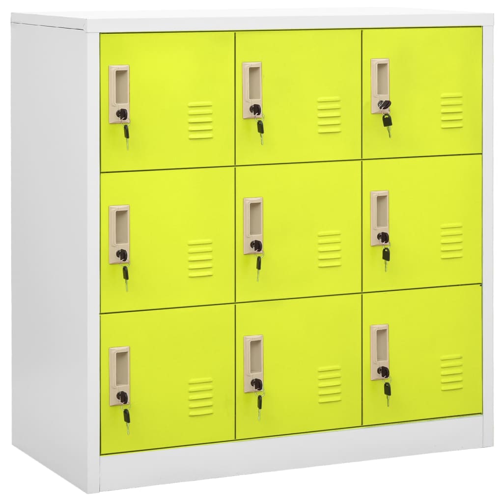 vidaXL Locker Cabinets 2 pcs Light Gray and Green 35.4"x17.7"x36.4" Steel