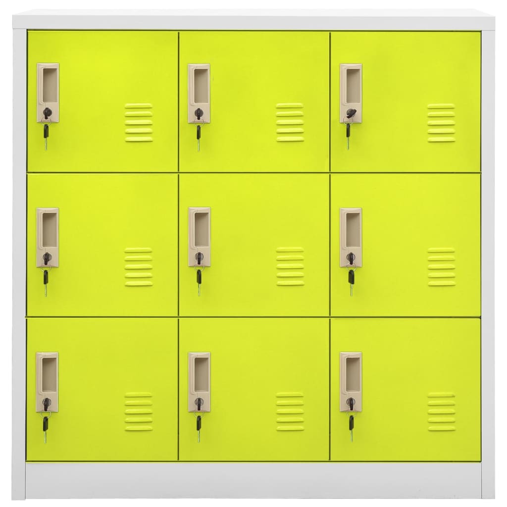 vidaXL Locker Cabinets 2 pcs Light Gray and Green 35.4"x17.7"x36.4" Steel