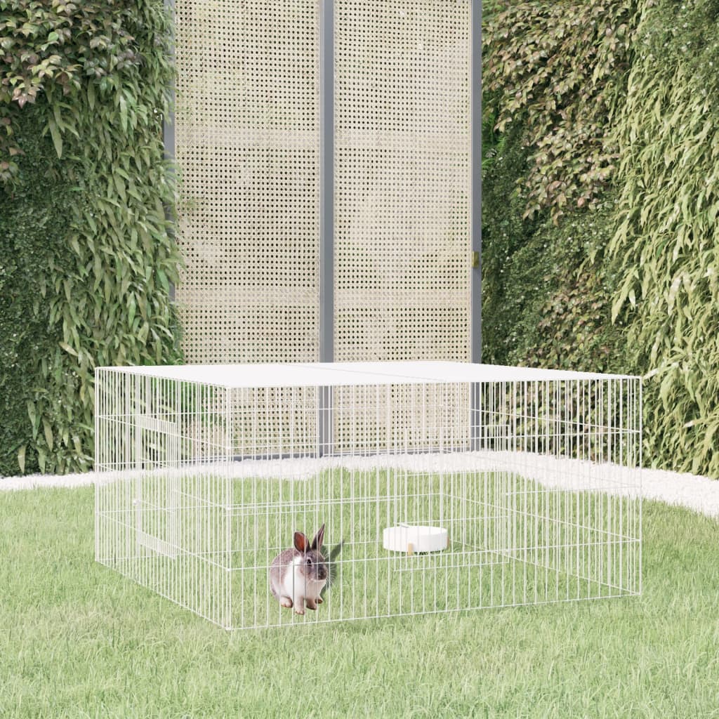 vidaXL Rabbit Cage Small Animal Run Hutch Playpen Enclosure Galvanized Iron