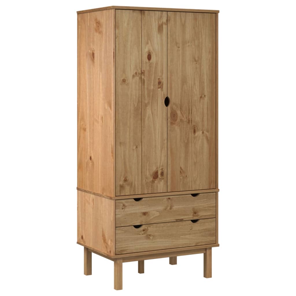 vidaXL Closet Cabinet Wardrobe Closet Organizer Armoire OTTA Solid Wood Pine